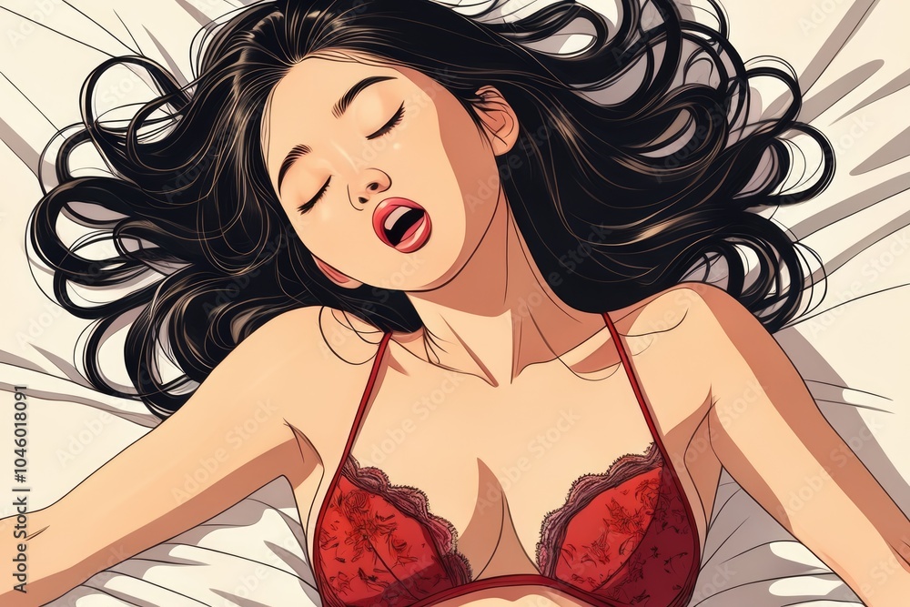 Erotic Sex Masturbation Sexy Sensual Young Asian Woman Getting Sexual Pleasure Orgasm Top View Stock Photo Adobe Stock