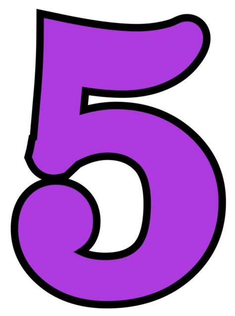 Purple Number Five With Black Outline