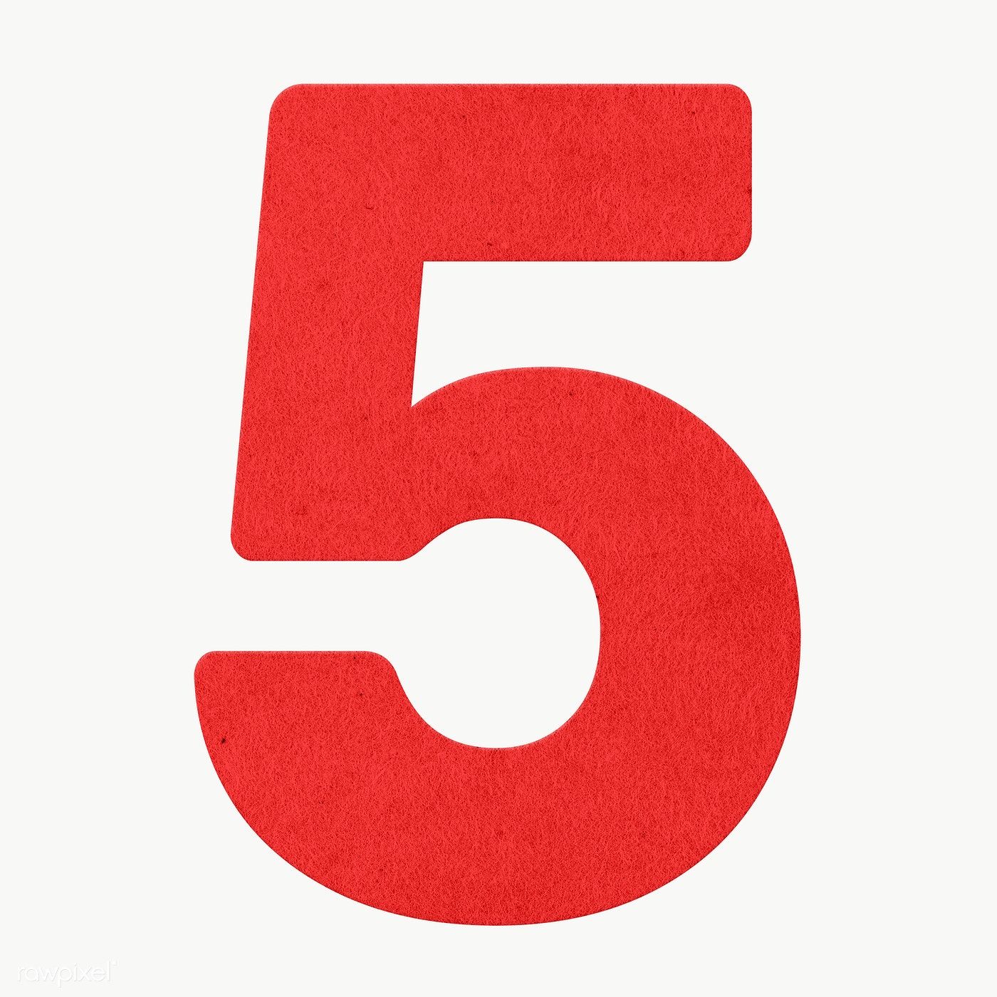 The Number Five In Red On A White Background The Number Five In Red On A White Background